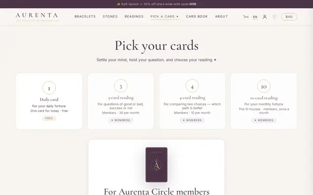 หน้าตาของ Aurenta Tarot Reading