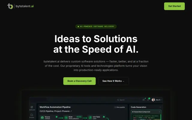 หน้าตาของ bytetalent.ai