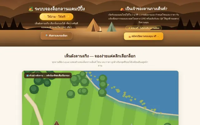 หน้าตาของ ระบบจองล็อกลานแคมป์ปิ้ง