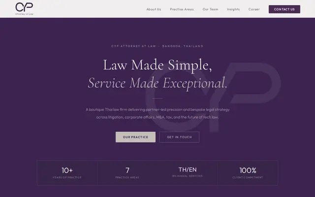 หน้าตาของ CYP Attorney at Law บนจอคอม