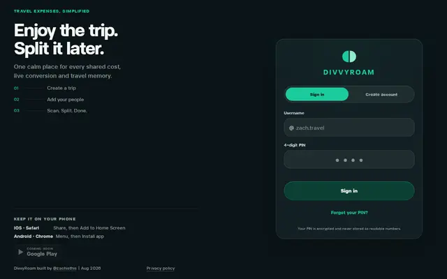 หน้าตาของ DivvyRoam