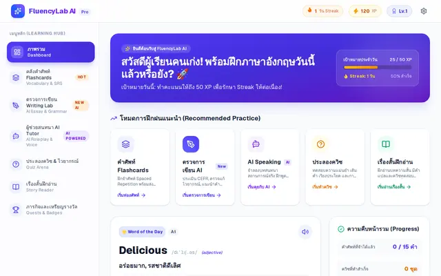 หน้าตาของ FluencyLab AI