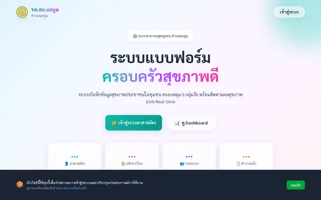 หน้าตาของ ระบบแบบฟอร์มครอบครัวสุขภาพดี บนจอคอม
