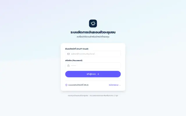 หน้าตาของ ระบบจัดการเงินออมสัจจะชุมชน
