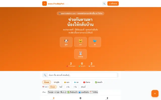 หน้าตาของ Findmypet ตามน้องกลับบ้าน