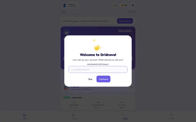 หน้าตาของ GridNova - Daily Sudoku