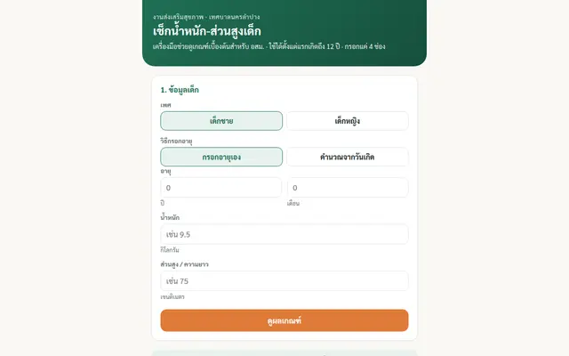 หน้าตาของ เกณฑ์น้ำหนัก-ส่วนสูง