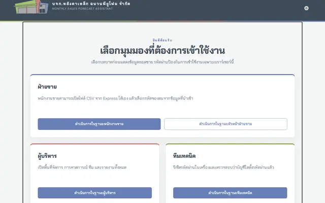 หน้าตาของ Monthly Sales Forecast Assistant