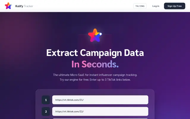 หน้าตาของ Kolify Tracker