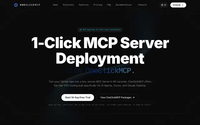 หน้าตาของ OneClickMCP