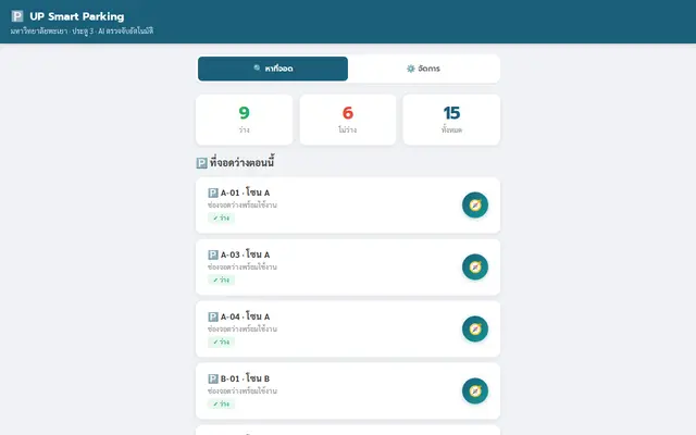 หน้าตาของ UP Smart Parking