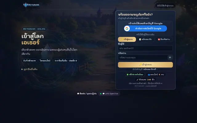 หน้าตาของ Mythavon MMORPG