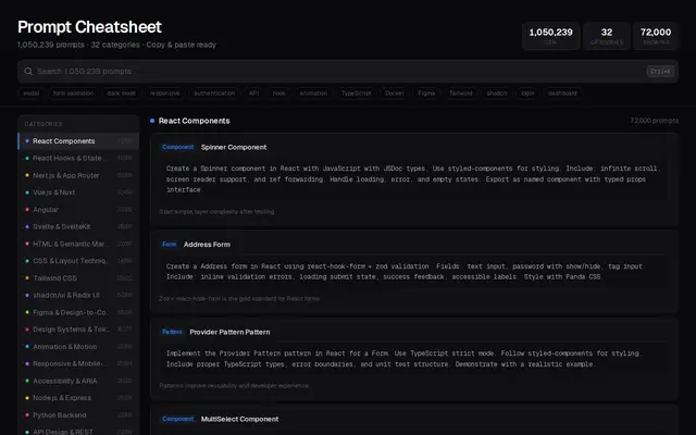หน้าตาของ Prompt Cheatsheet