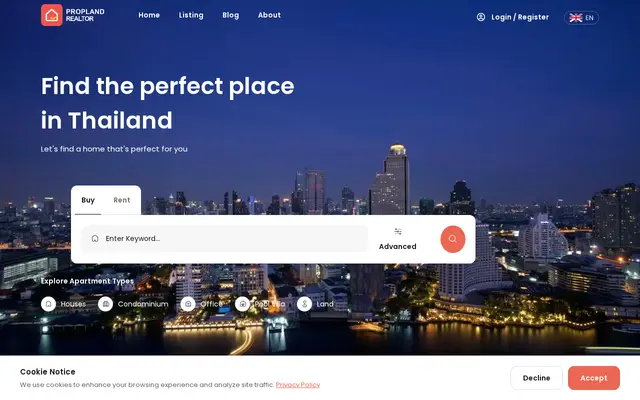 หน้าตาของ Propland Realtor
