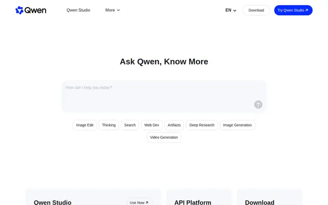 หน้าตาของ Qwen Studio
