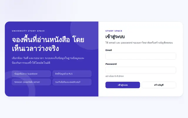 หน้าตาของ University Study Room Booking