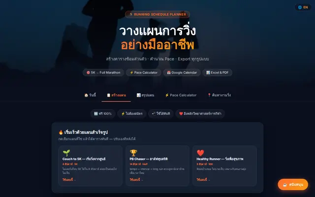 หน้าตาของ Running Planer