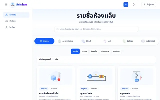 หน้าตาของ SciSiam Virtual Lab