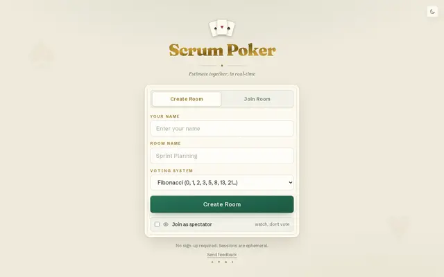 หน้าตาของ Scrum Poker