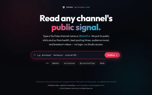 หน้าตาของ Signal by DataBear Labs