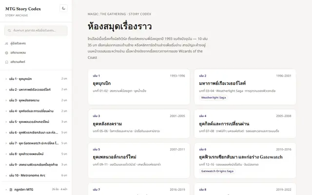 หน้าตาของ MTG Story Codex