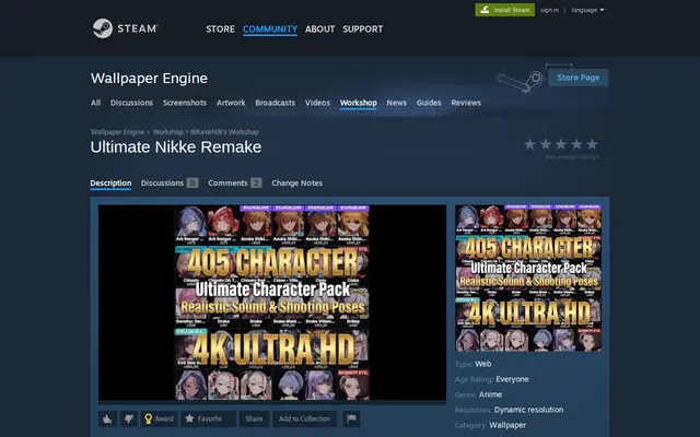 หน้าตาของ Nikke Live 2D Wallpaper