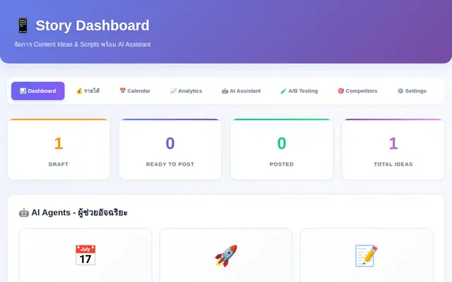 หน้าตาของ Story Dashboard