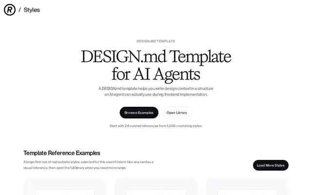หน้าตาของ DESIGN.md Template for AI Agents