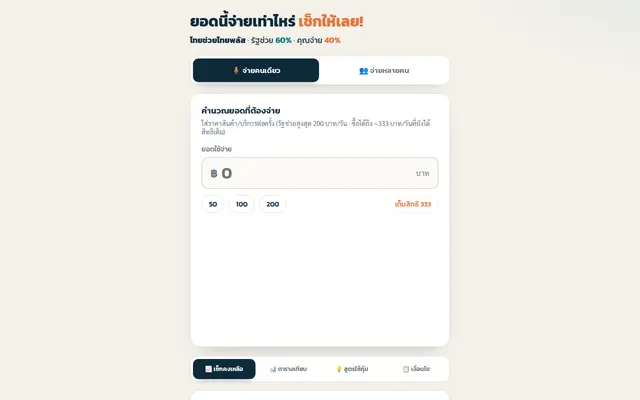 หน้าตาของ เครื่องคำนวณไทยช่วยไทยพลัส