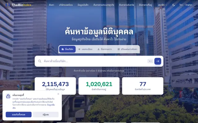 หน้าตาของ ThaiBizIndex