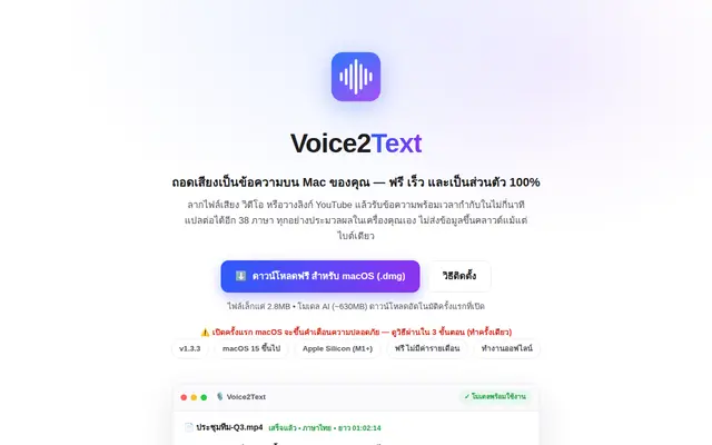 หน้าตาของ Voice2Text
