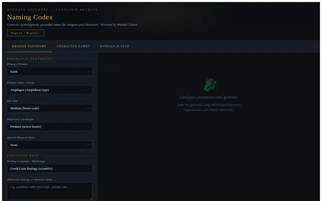 หน้าตาของ Naming Codex